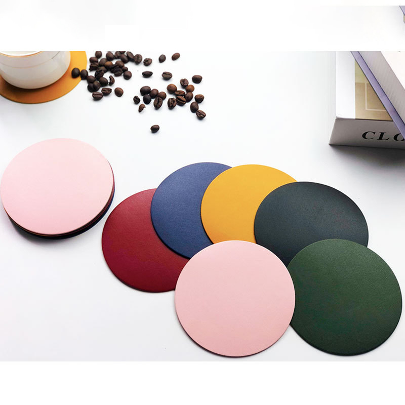 PU Leather Round  Cup Coasters 