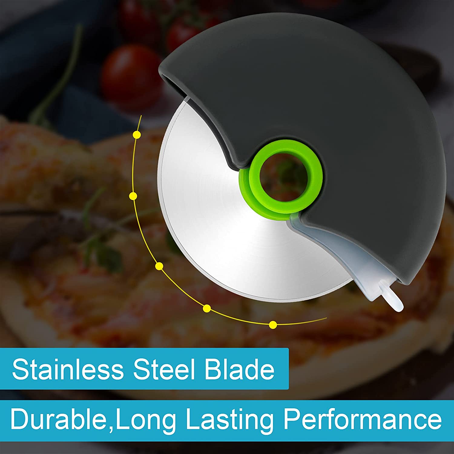 Pizza Cutter with Wheel Slicer and Plastic Protective Guard
