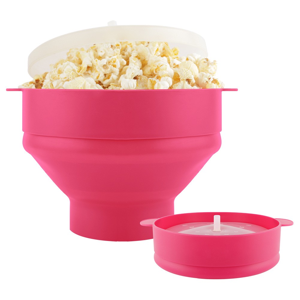 BPA Free Collapsible Silicone Microwave Popcorn Maker Bowl with Lid in Air Microwave BPA Free Collapsible Silicone Microwave Popcorn Maker Bowl with Lid in Air Microwave