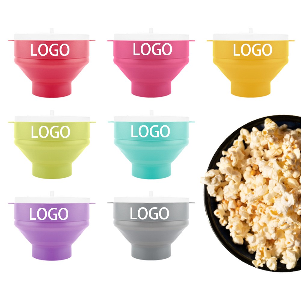 BPA Free Collapsible Silicone Microwave Popcorn Maker Bowl with Lid in Air Microwave