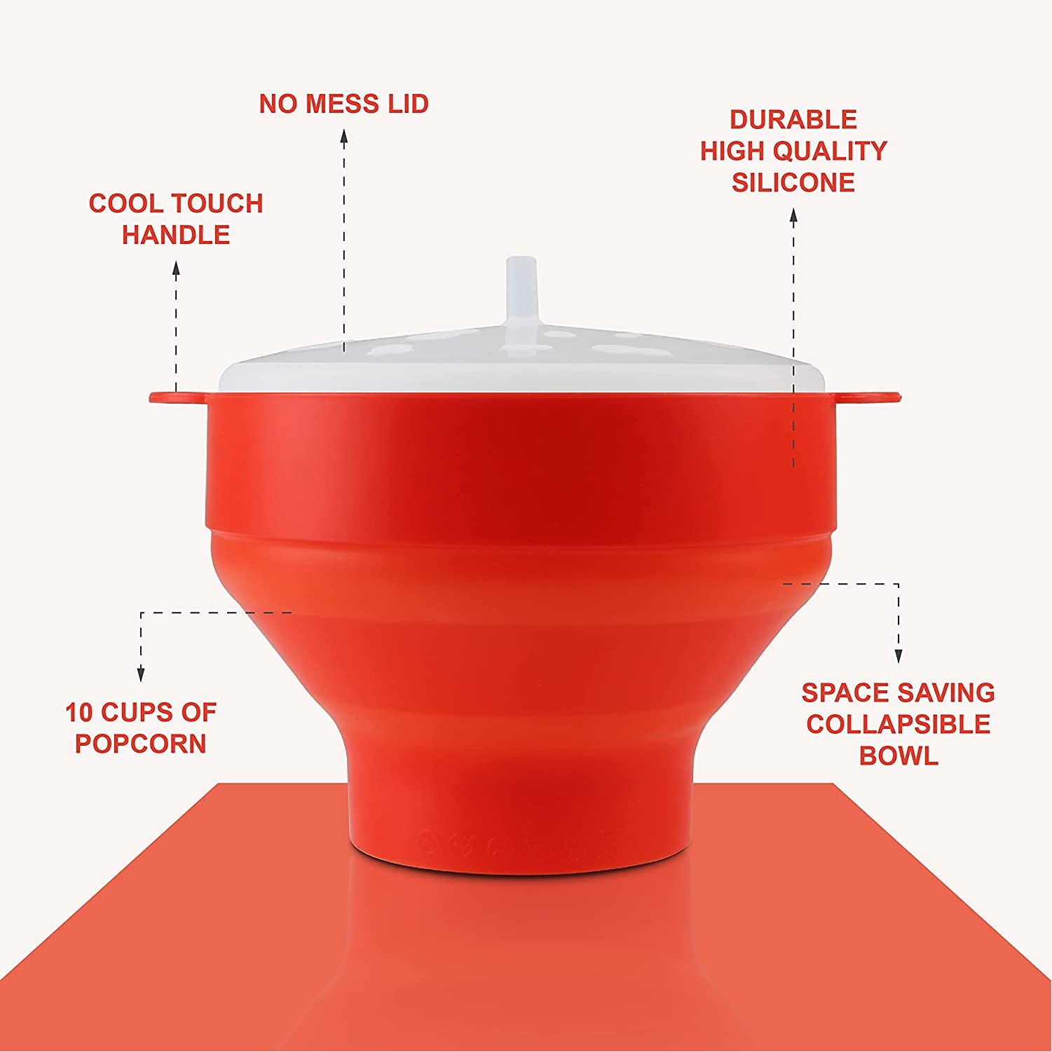 BPA Free Collapsible Silicone Microwave Popcorn Maker Bowl with Lid in Air Microwave
