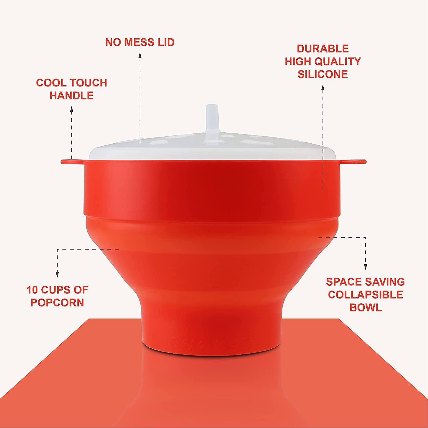 BPA Free Collapsible Silicone Microwave Popcorn Maker Bowl with Lid in Air Microwave BPA Free Collapsible Silicone Microwave Popcorn Maker Bowl with Lid in Air Microwave
