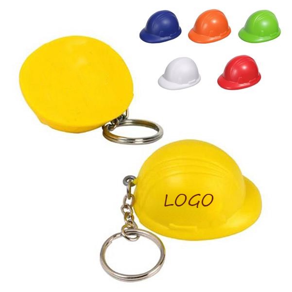 Mini PU Hard Hat Stress Reliever Key Chain