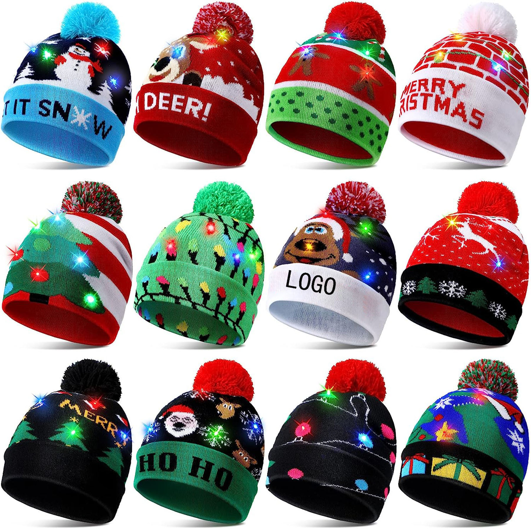 Unisex Knitted LED Christmas Beanie