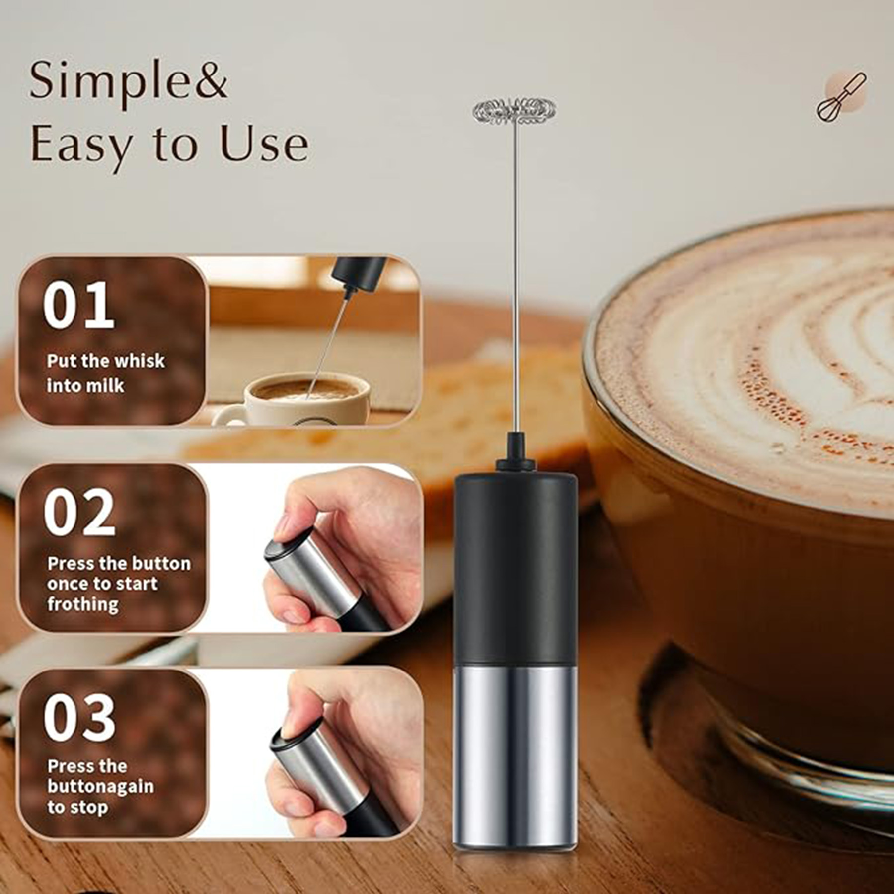 Stainless Steel Milk  Electric Frother Foam Maker