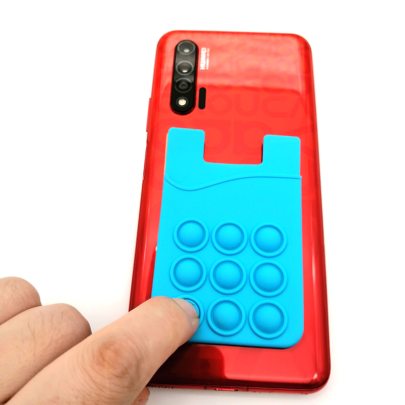Silicone Popper Stress Reliever Phone Card Holder 