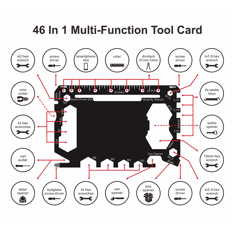 46 in 1 Multitool Credit Card Size 