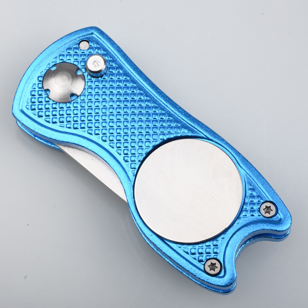 Aluminum Alloy Foldable Golf Divot Tool W/ Metal Prongs And Magnetic Ball Marker