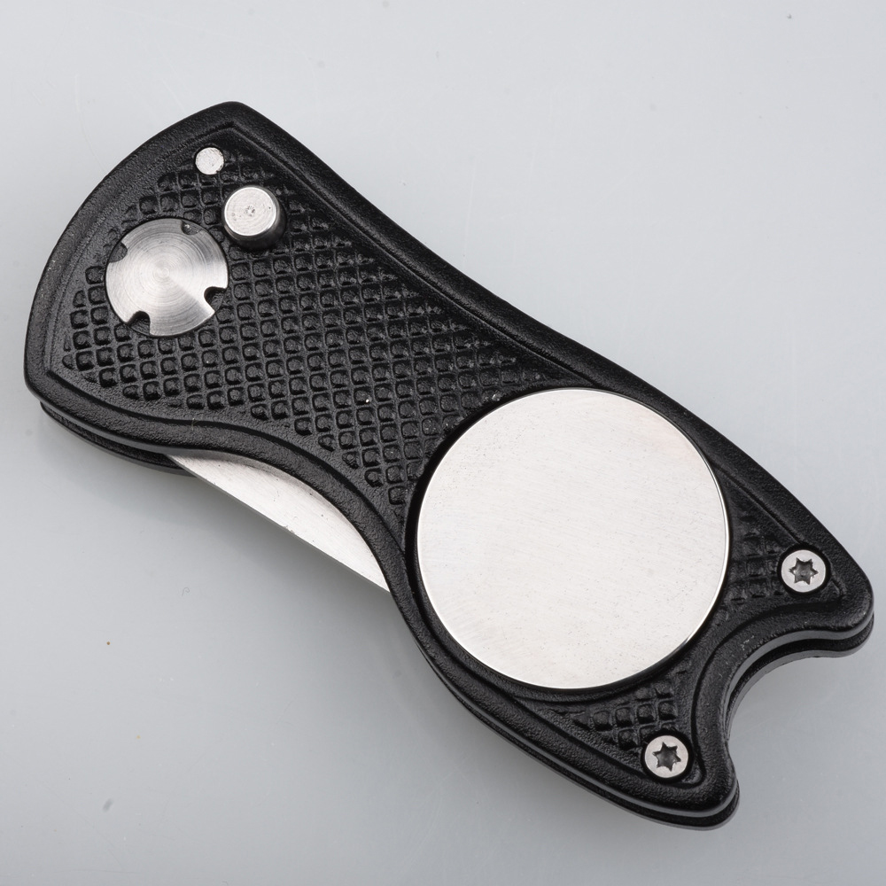 Aluminum Alloy Foldable Golf Divot Tool W/ Metal Prongs And Magnetic Ball Marker