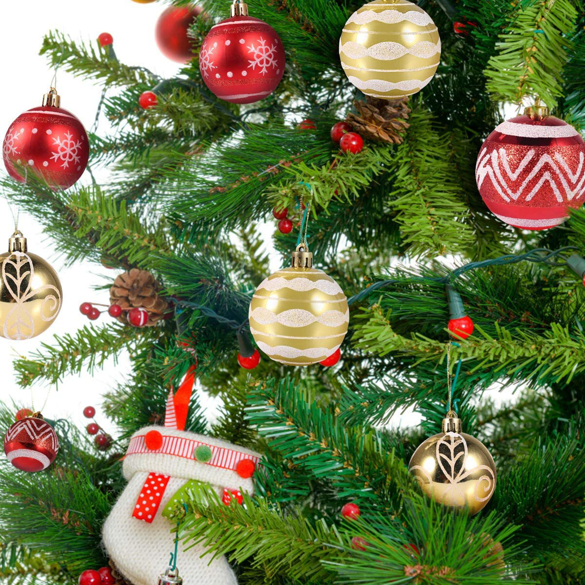 Holiday Bulbs Festive Wedding Hanging Ornaments Christmas Tree Decoration--8 cm