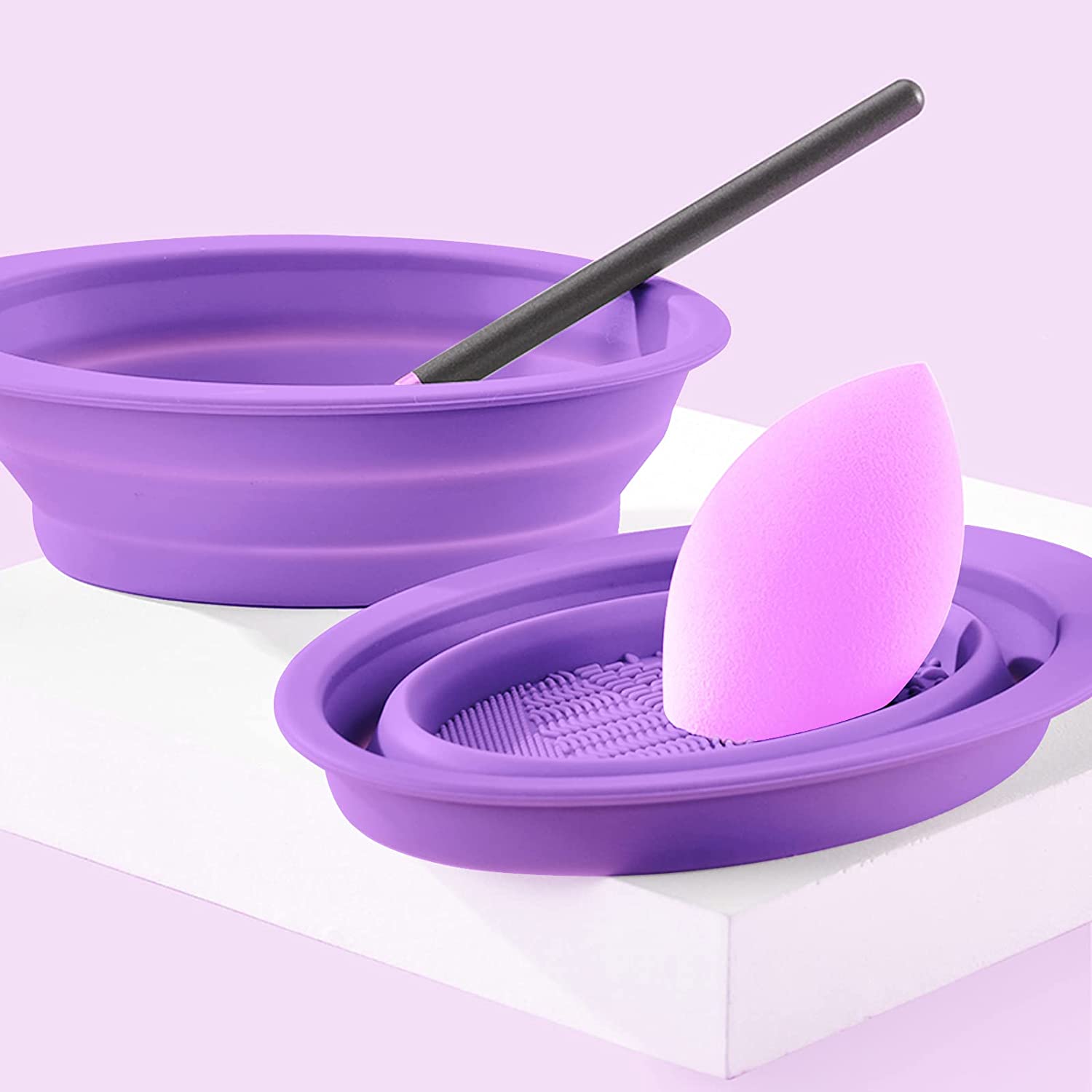Foldable Makeup Brush Cleaner Cleaning Bowl--Round Shape Foldable Makeup Brush Cleaner Cleaning Bowl--Round Shape