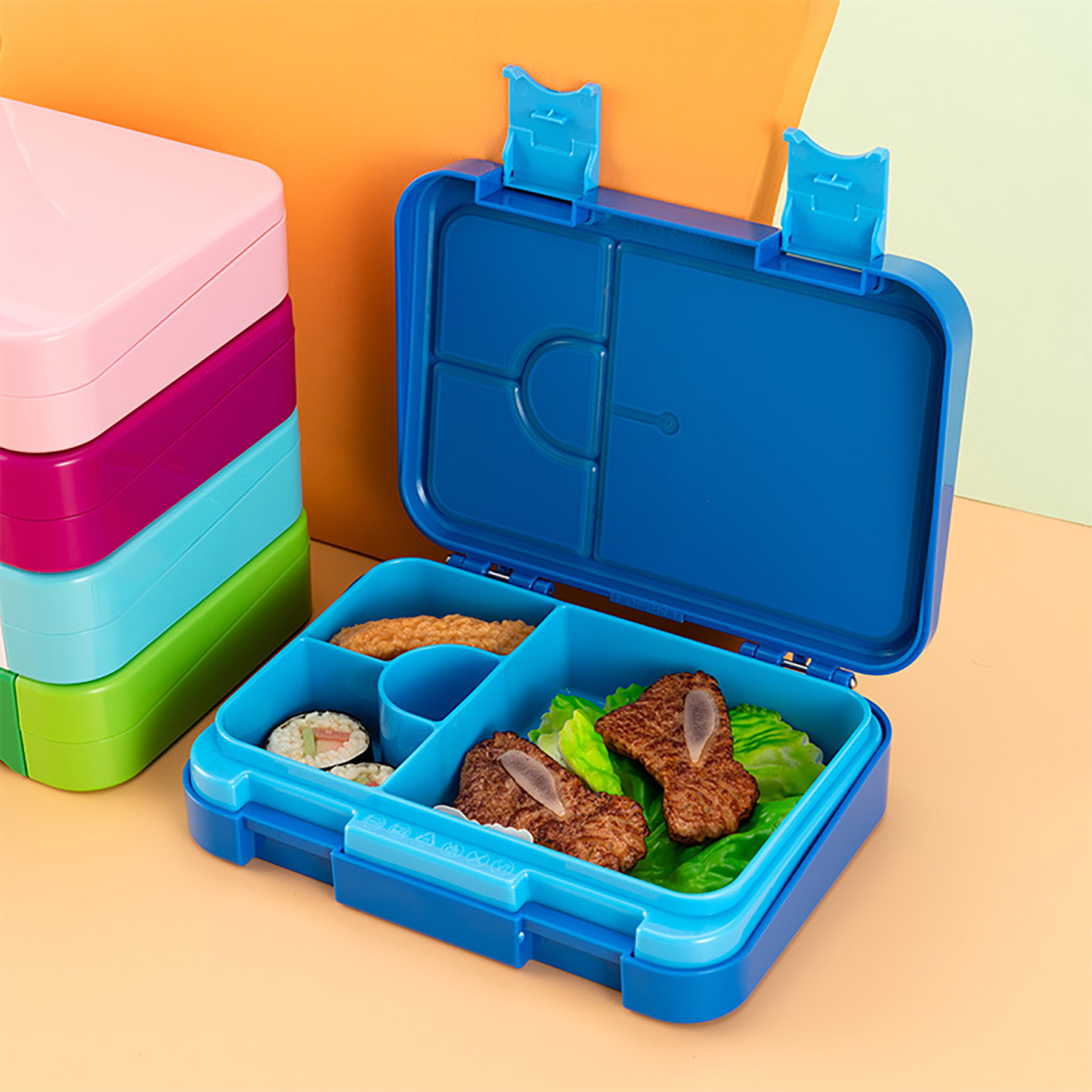 4-Compartment Bento-Style Lunch Box with Removable Divider