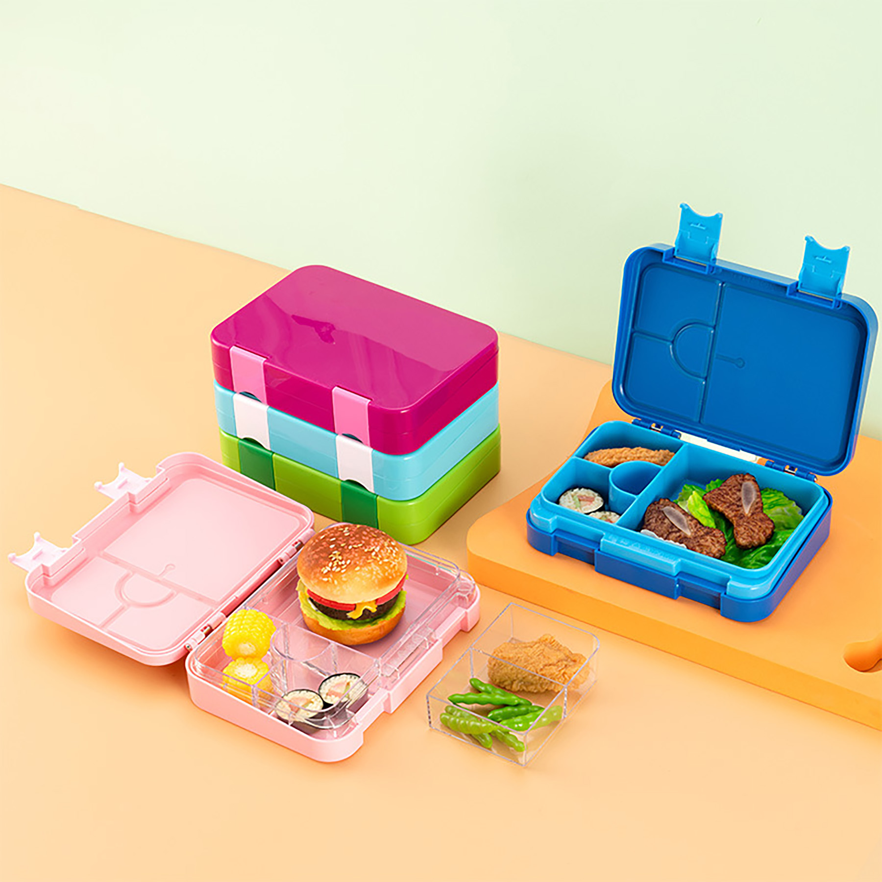 4-Compartment Bento-Style Lunch Box with Removable Divider