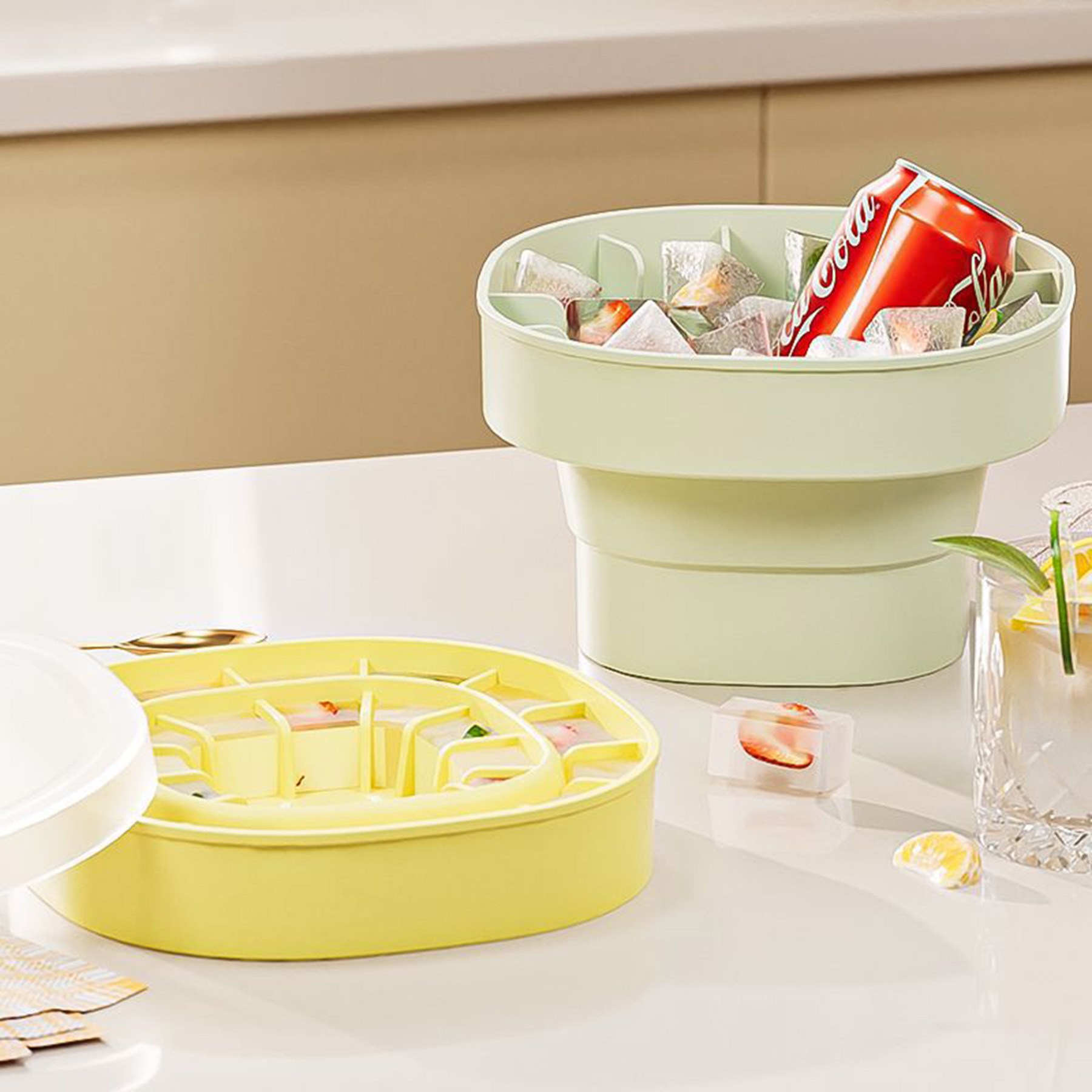 Foldable Silicone Ice Cup with Lid