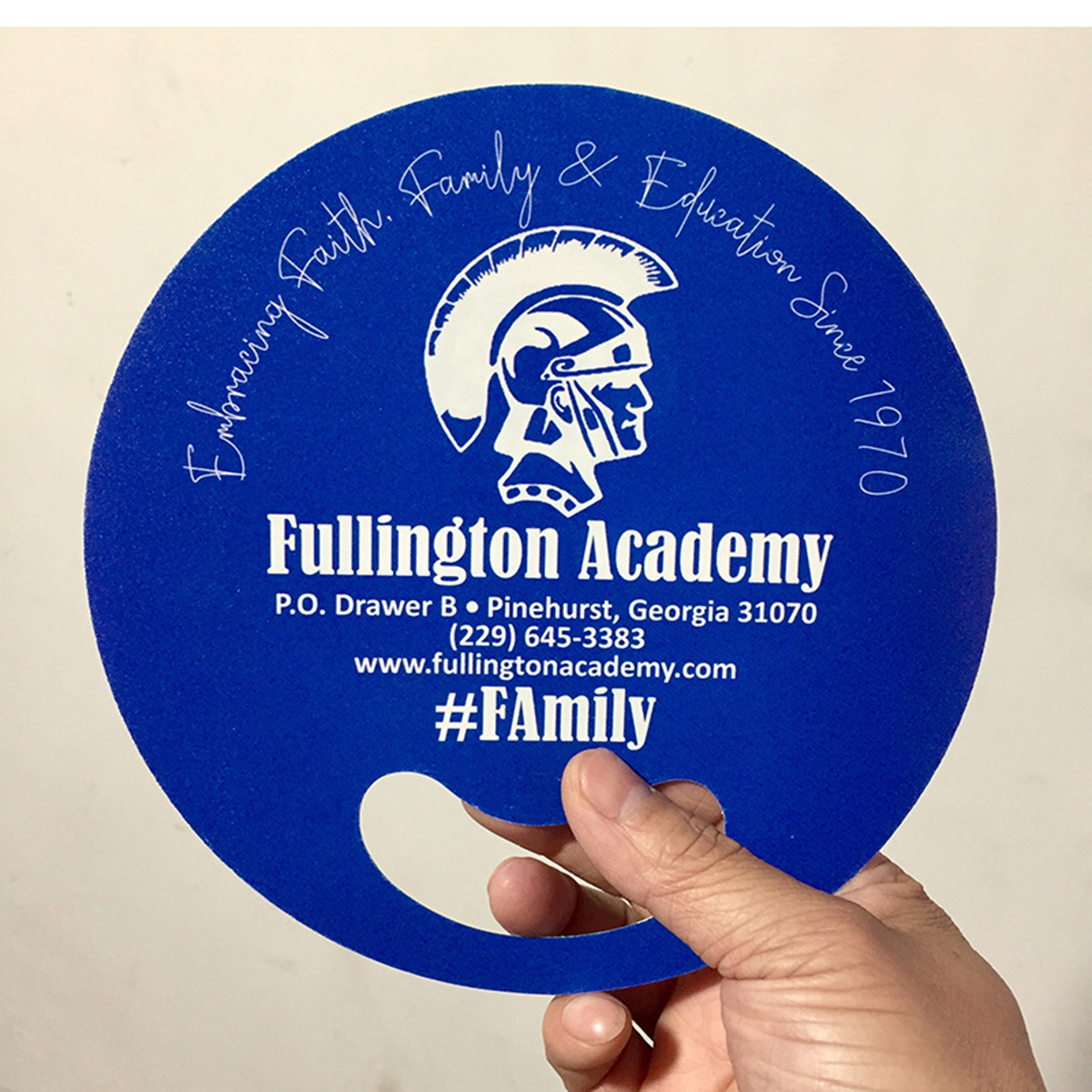 Plastic Round Hand Fan with Hole