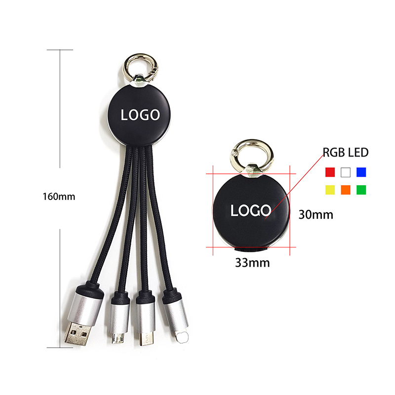 3 in 1 USB Charging Cable w/LED Backlight LOGO