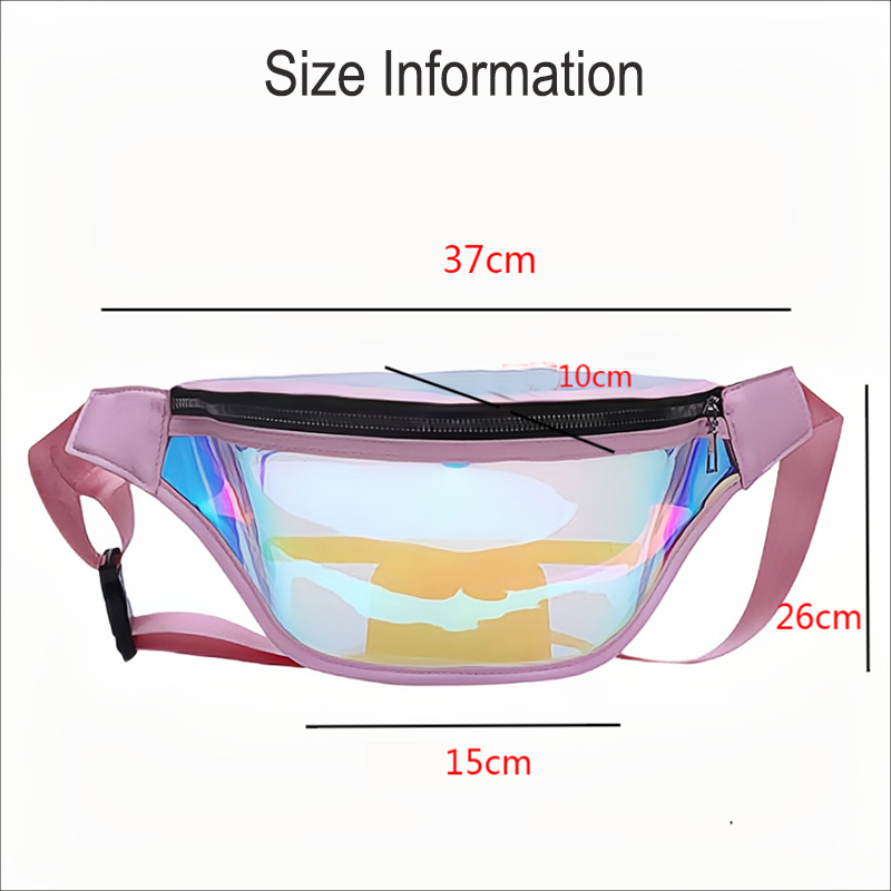 TPU Holographic Neon Fanny Pack Clear Waist Belt Bag 