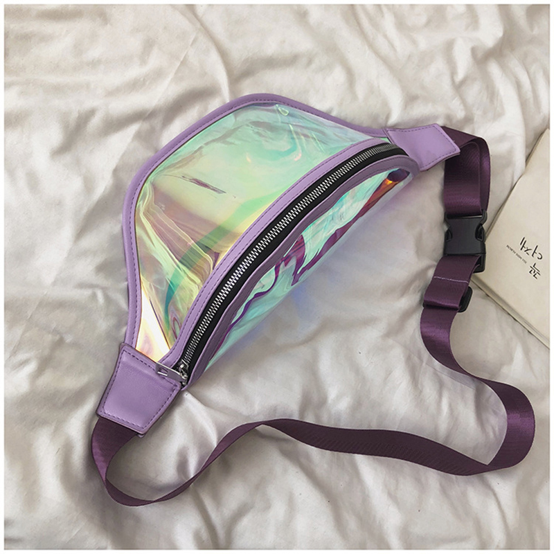 TPU Holographic Neon Fanny Pack Clear Waist Belt Bag 