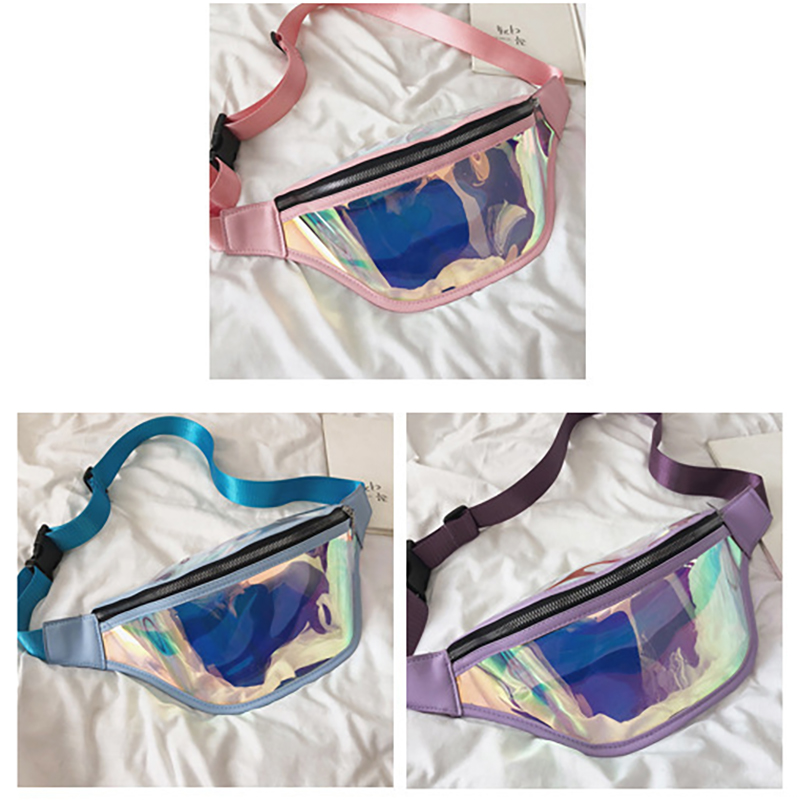 TPU Holographic Neon Fanny Pack Clear Waist Belt Bag 