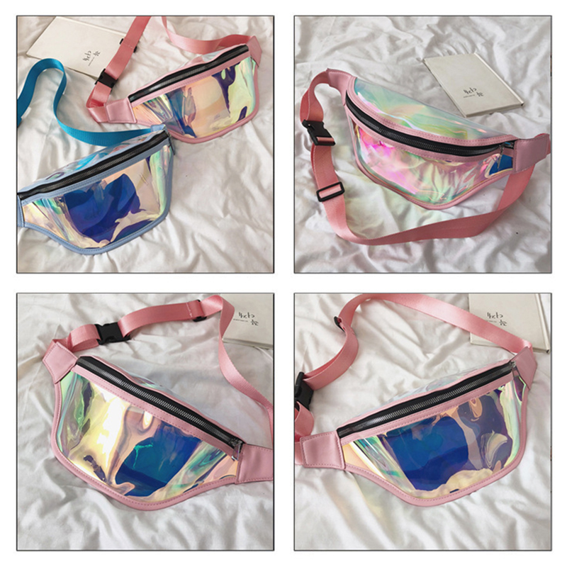 TPU Holographic Neon Fanny Pack Clear Waist Belt Bag 