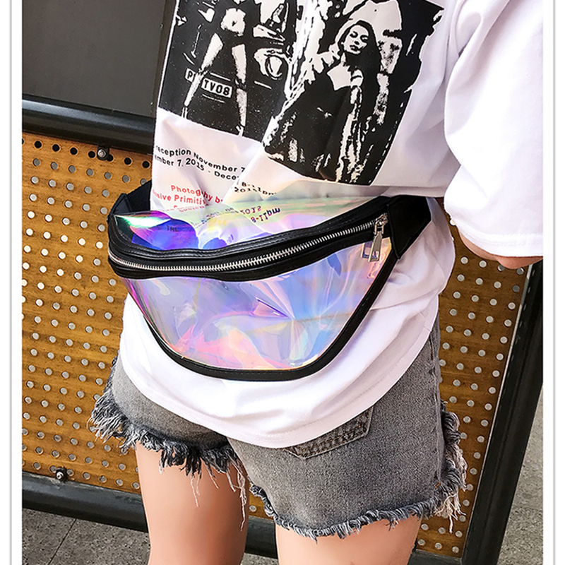 TPU Holographic Neon Fanny Pack Clear Waist Belt Bag 