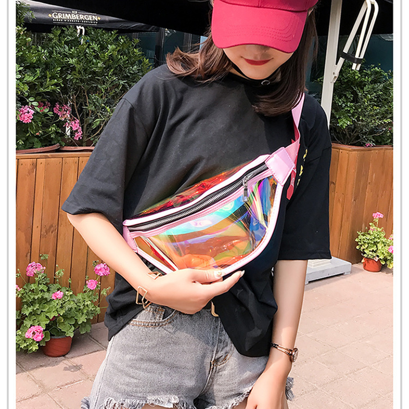 TPU Holographic Neon Fanny Pack Clear Waist Belt Bag 