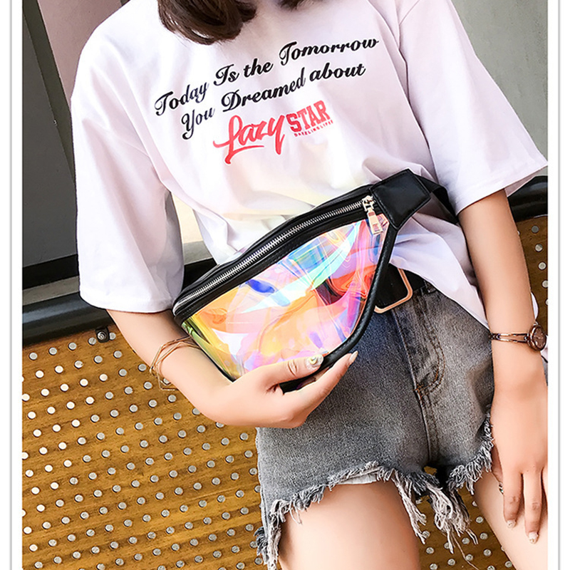 TPU Holographic Neon Fanny Pack Clear Waist Belt Bag 