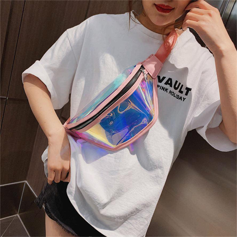 TPU Holographic Neon Fanny Pack Clear Waist Belt Bag 
