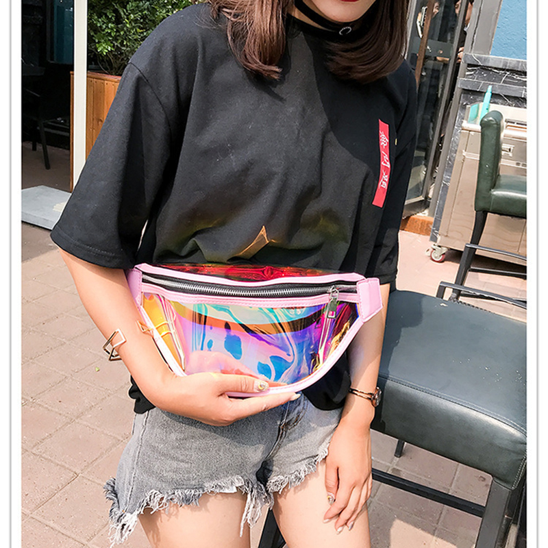 TPU Holographic Neon Fanny Pack Clear Waist Belt Bag 
