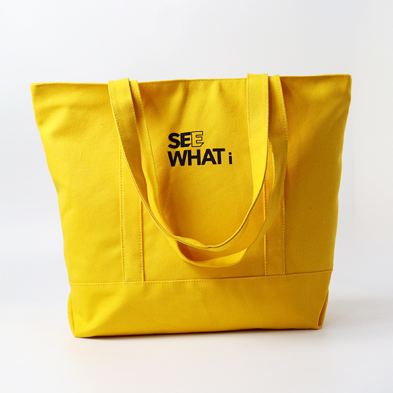 Canvas Tote Bag w/Top Zipper Closure