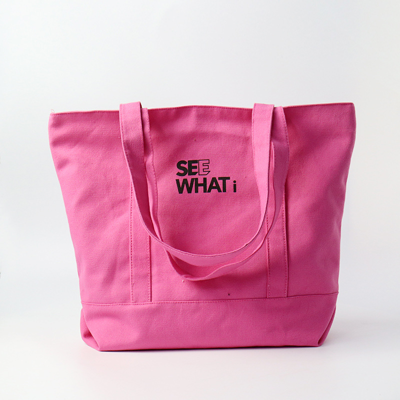 Canvas Tote Bag w/Top Zipper Closure