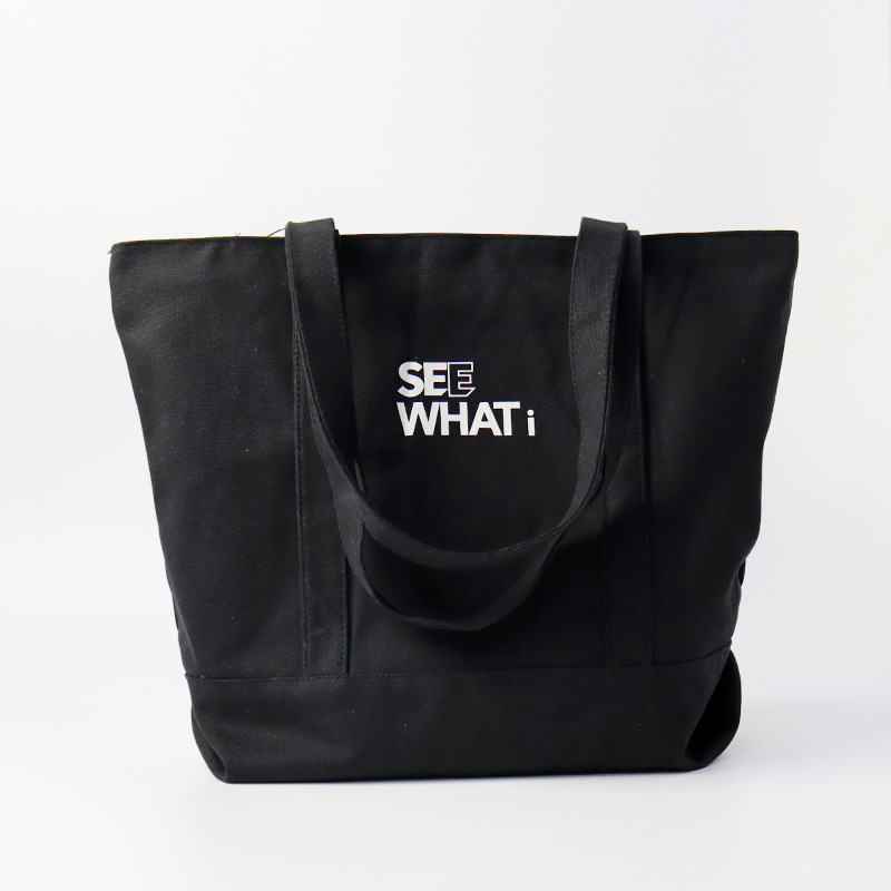 Canvas Tote Bag w/Top Zipper Closure