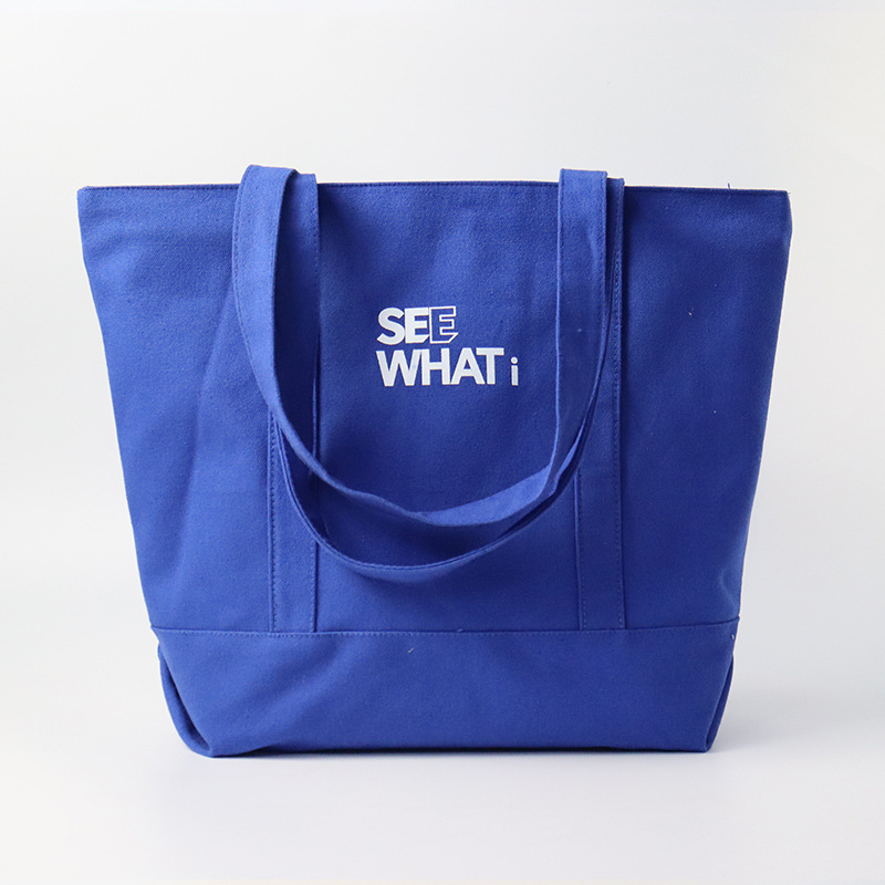 Canvas Tote Bag w/Top Zipper Closure