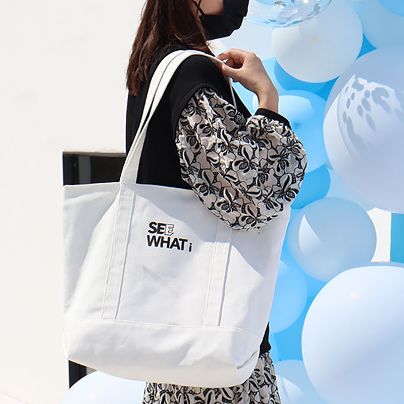 Canvas Tote Bag w/Top Zipper Closure