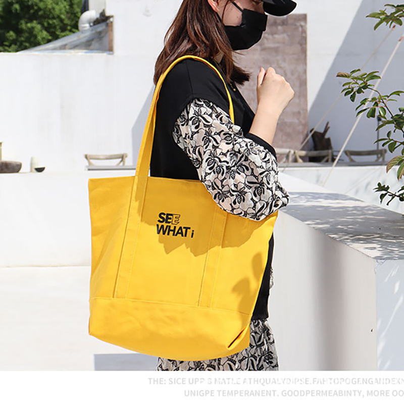 Canvas Tote Bag w/Top Zipper Closure