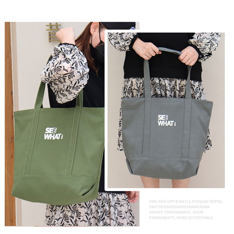 Canvas Tote Bag w/Top Zipper Closure