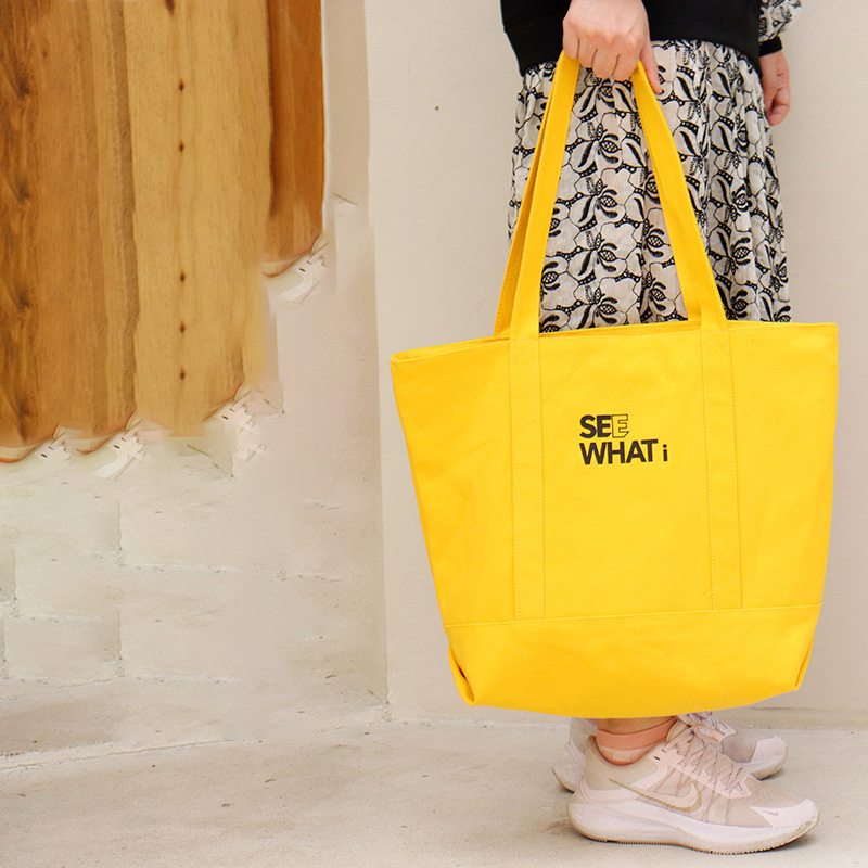 Canvas Tote Bag w/Top Zipper Closure