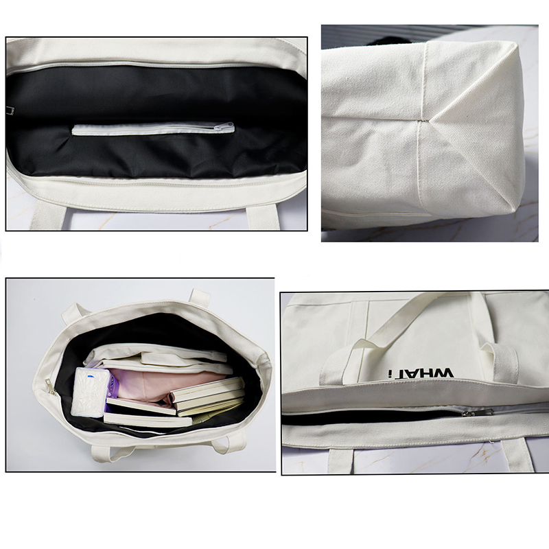 Canvas Tote Bag w/Top Zipper Closure