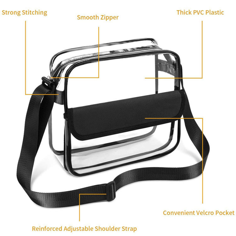 Small Clear Crossbody Messenger Shoulder Bag w/Adjustable Strap