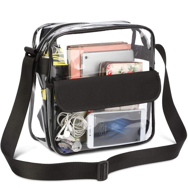 Small Clear Crossbody Messenger Shoulder Bag w/Adjustable Strap