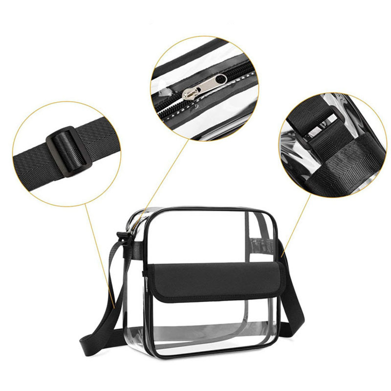Small Clear Crossbody Messenger Shoulder Bag w/Adjustable Strap