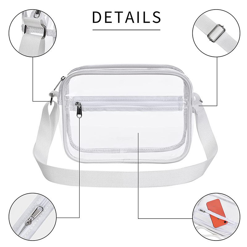 Clear PVC Crossbody Messenger Shoulder Bag w/ Adjustable Strap