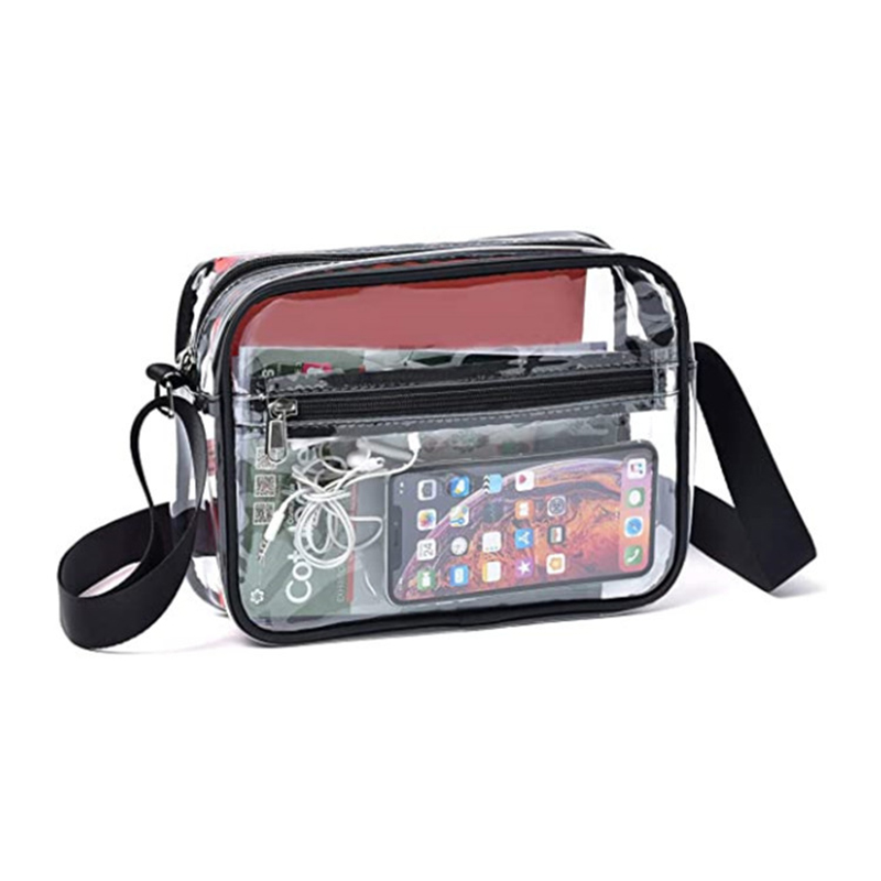 Clear PVC Crossbody Messenger Shoulder Bag w/ Adjustable Strap