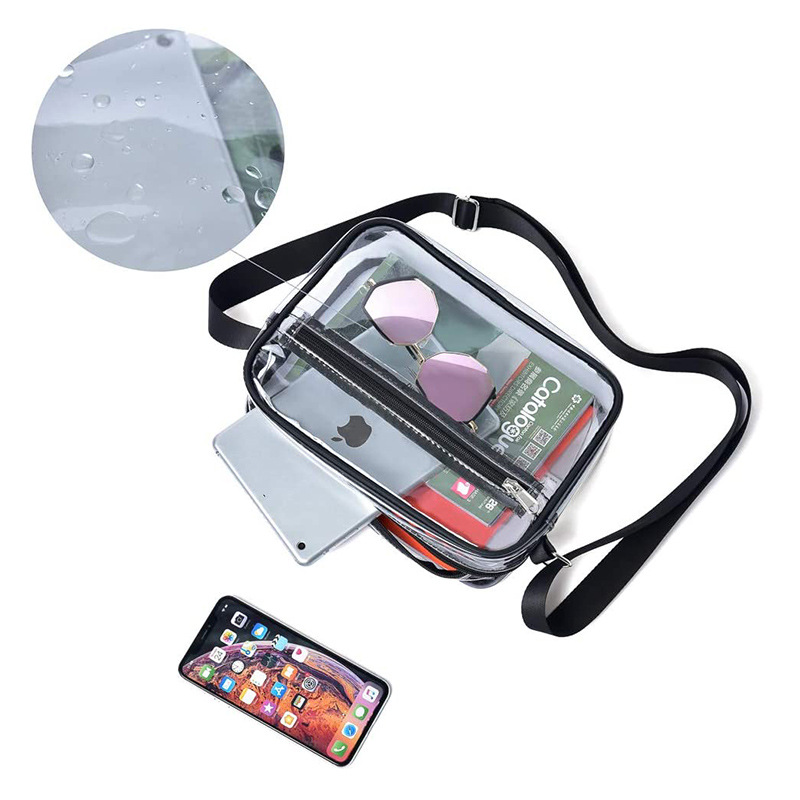 Clear PVC Crossbody Messenger Shoulder Bag w/ Adjustable Strap