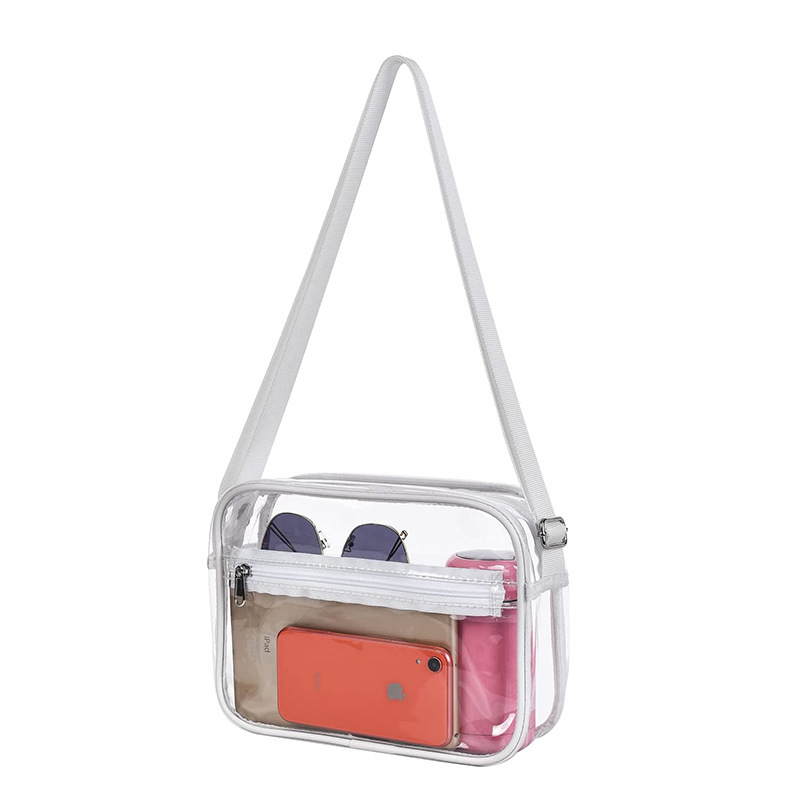 Clear PVC Crossbody Messenger Shoulder Bag w/ Adjustable Strap