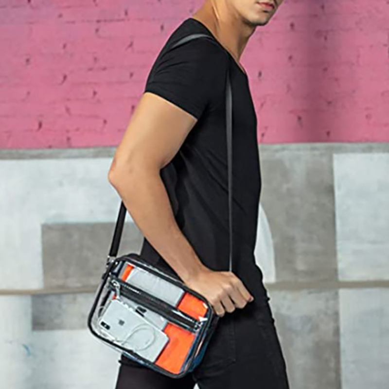 Clear PVC Crossbody Messenger Shoulder Bag w/ Adjustable Strap