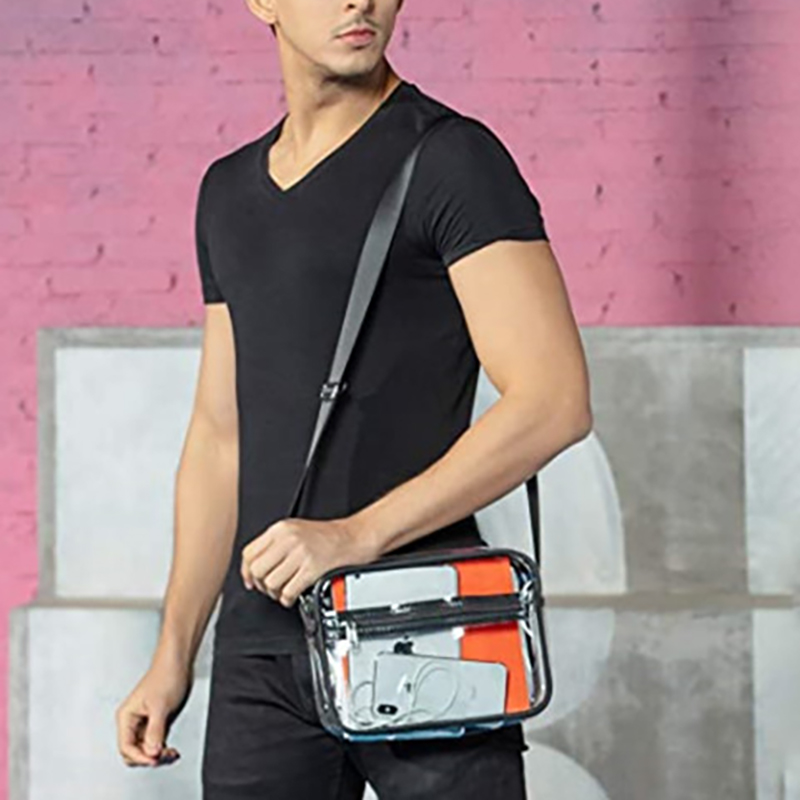 Clear PVC Crossbody Messenger Shoulder Bag w/ Adjustable Strap