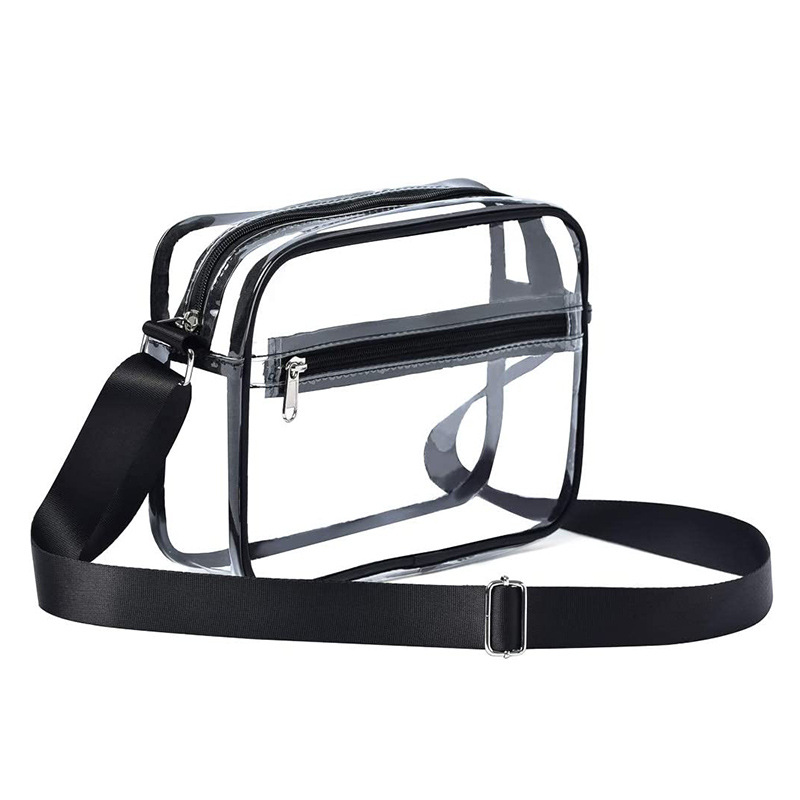 Clear PVC Crossbody Messenger Shoulder Bag w/ Adjustable Strap