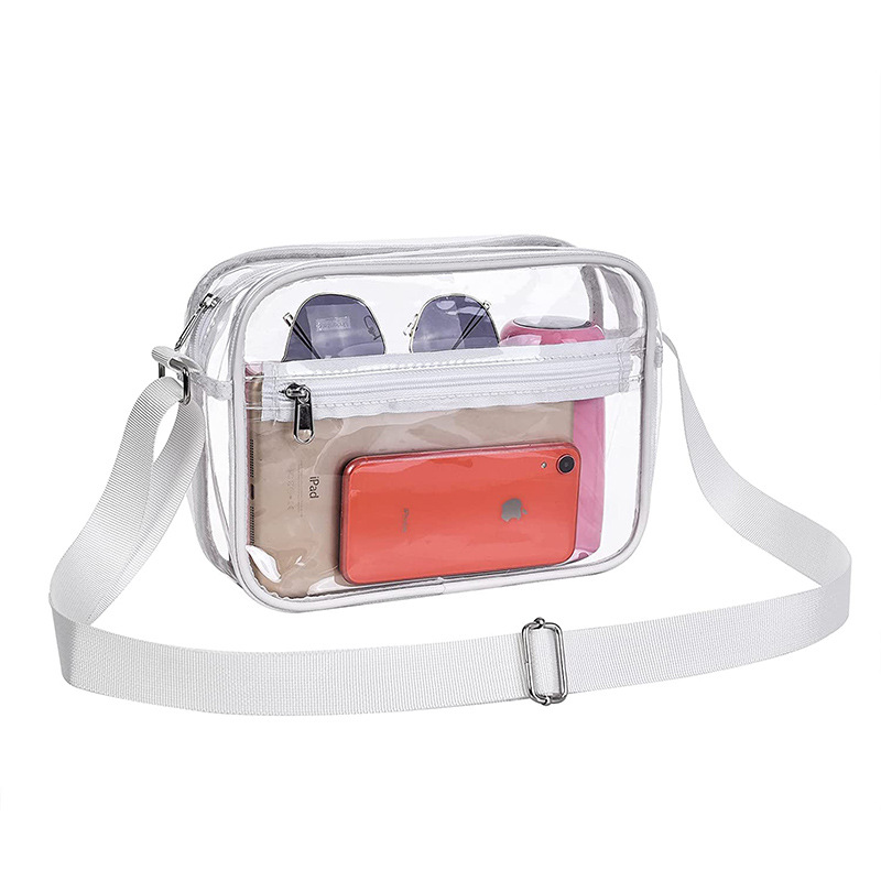 Clear PVC Crossbody Messenger Shoulder Bag w/ Adjustable Strap