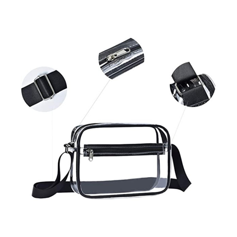 Clear PVC Crossbody Messenger Shoulder Bag w/ Adjustable Strap